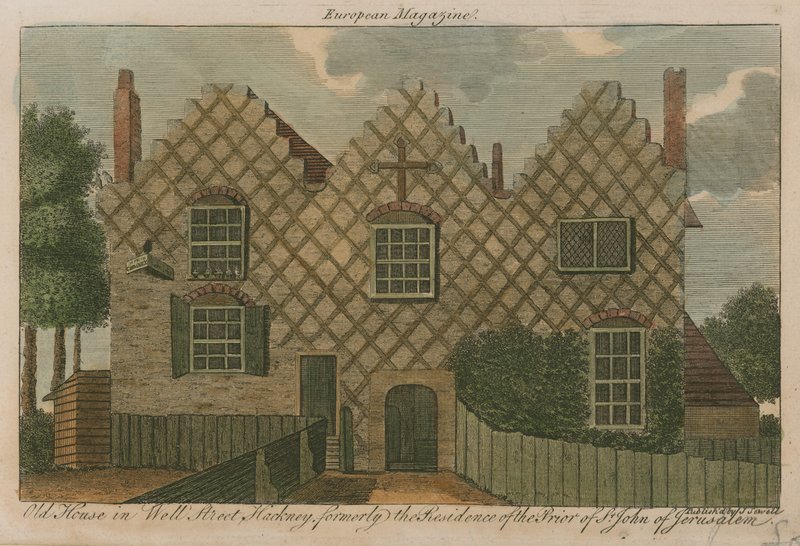 Starý dům ve Well Street, Hackney, dříve sídlo převora svatého Jana Jeruzalémského od English School