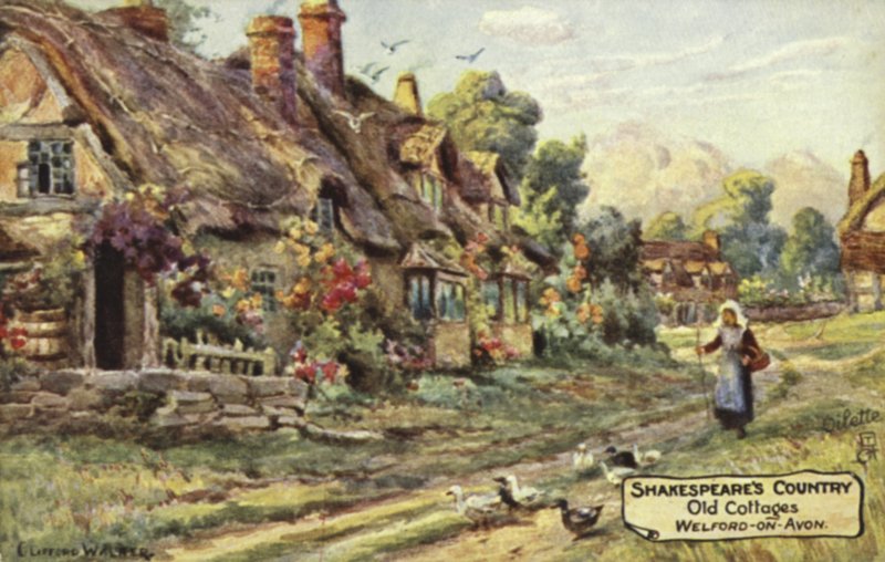 Staré domky, Welford-on-Avon, Warwickshire od English School