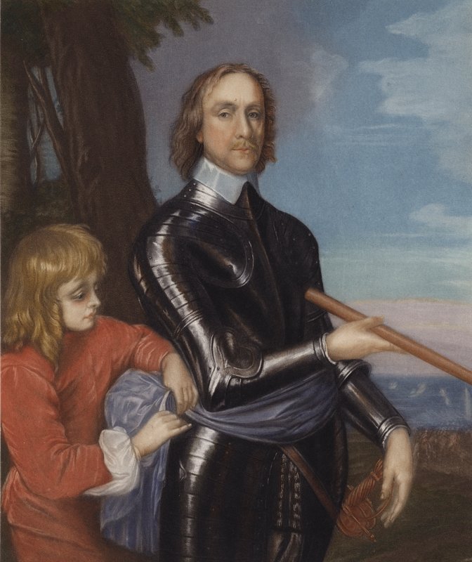 Oliver Cromwell (barevné lito) od English School