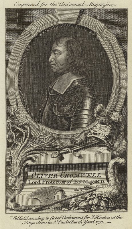 Oliver Cromwell, lord protektor Anglie od English School
