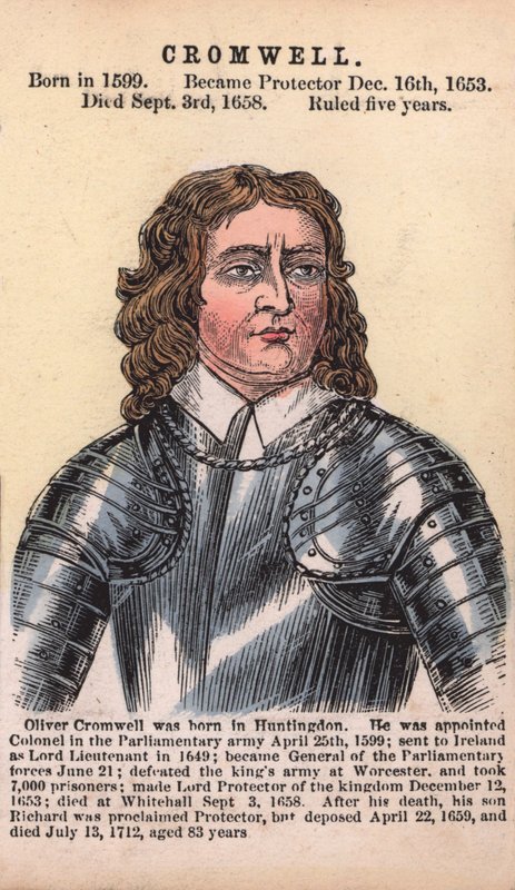 Oliver Cromwell, Protector (barevné rytí) od English School