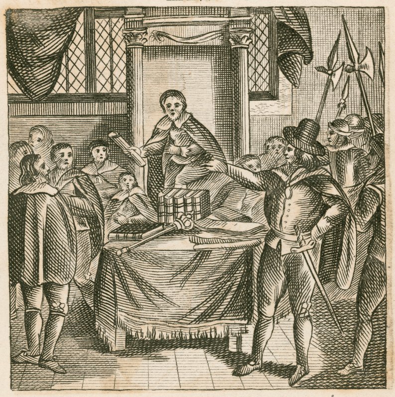 Oliver Cromwell odvolává Rumpův parlament od English School