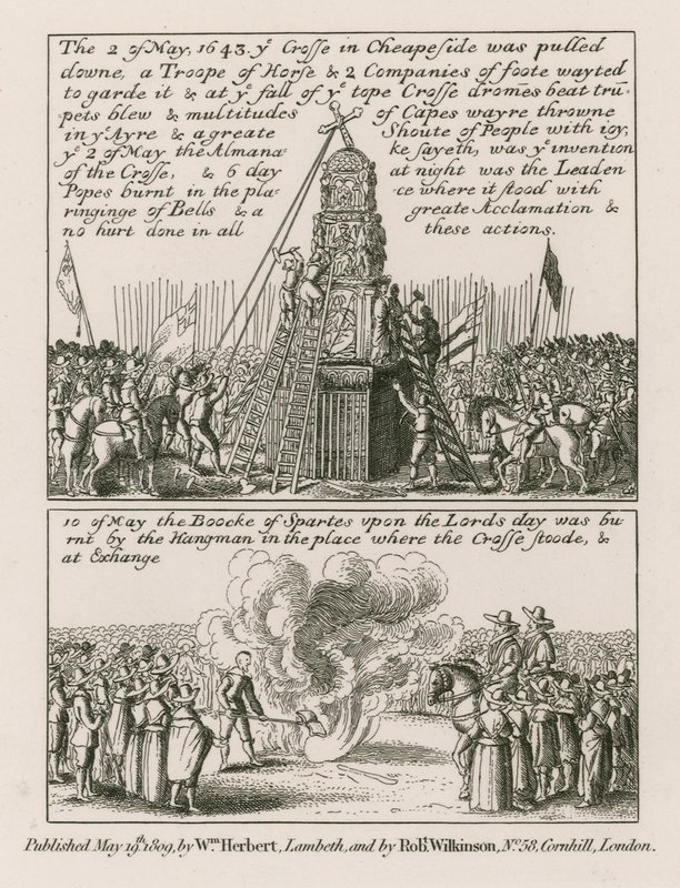 2. května 1643 byl stržen kříž v Cheapside v Londýně od English School