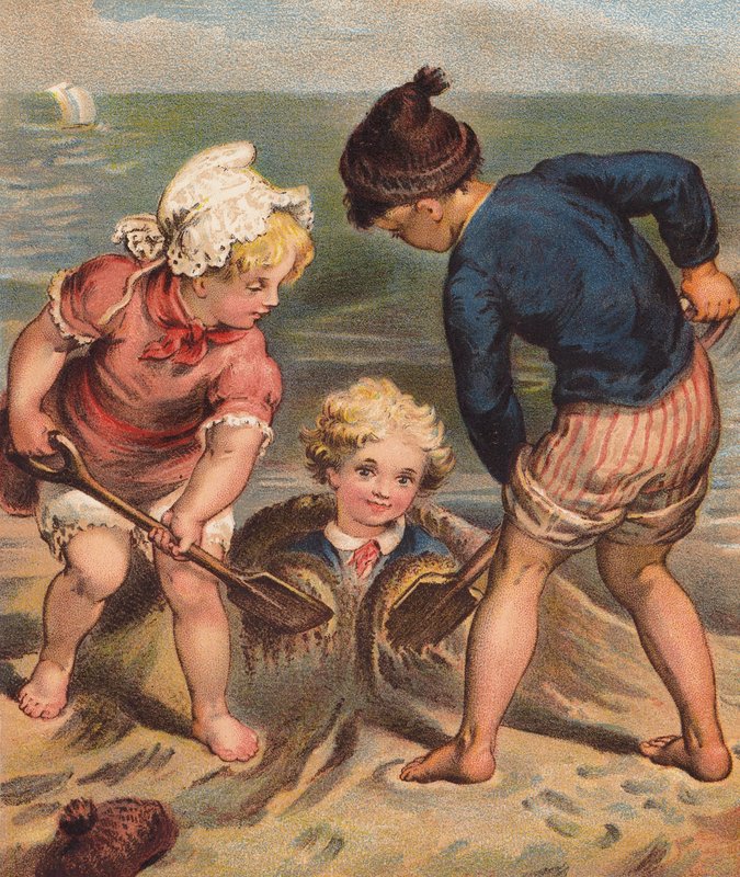 Na břehu moře. (barevná litografie) od English School