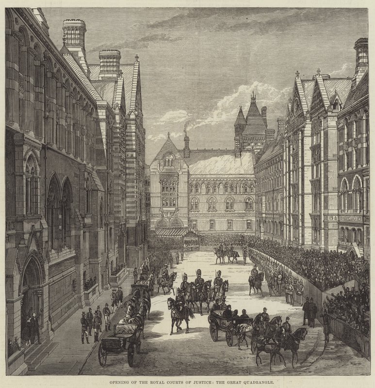 Otevření Královského soudního dvora, Velký čtyřúhelník (rytina) od English School