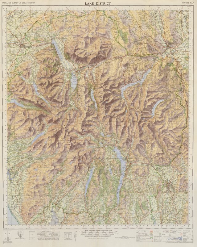 Ordnance Survey Mapa Lake District (barevná litografie) od English School