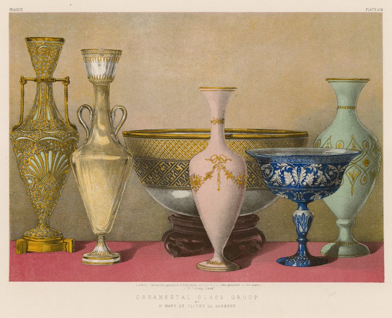 Ornamental Glass Group od M Maes z Clichy la Garenne od English School