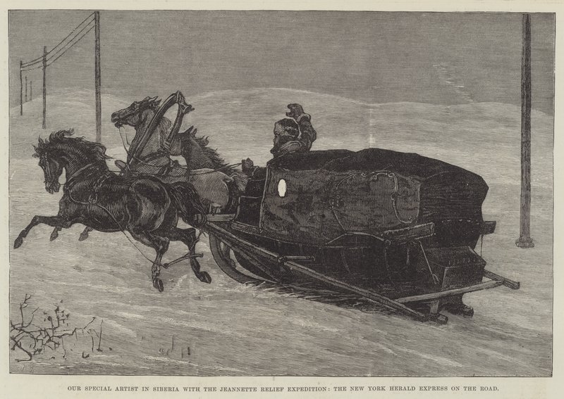 Náš speciální umělec na Sibiři s Jeannette Relief Expedition, New York Herald Express on the Road (rytina) od English School