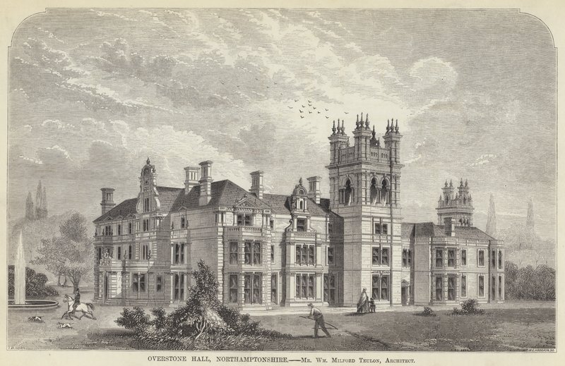 Overstone Hall, Northamptonshire (rytina) od English School