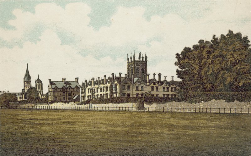Oxford: Merton College (barevná litografie) od English School
