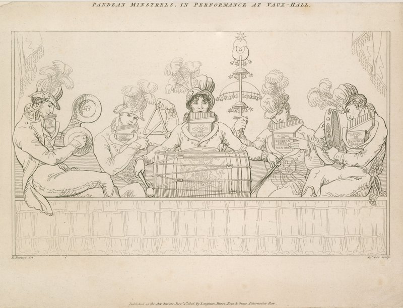 Padean Minstrels ve výkonu ve Vauxhall Gardens v Londýně od English School