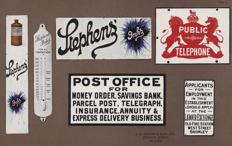 Stránka z Jordans Enamelled Signs od English School