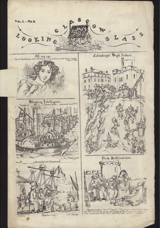 Stránka z letáku o glasgowském veletrhu, vydaného 23. července 1835 (rytina) od English School