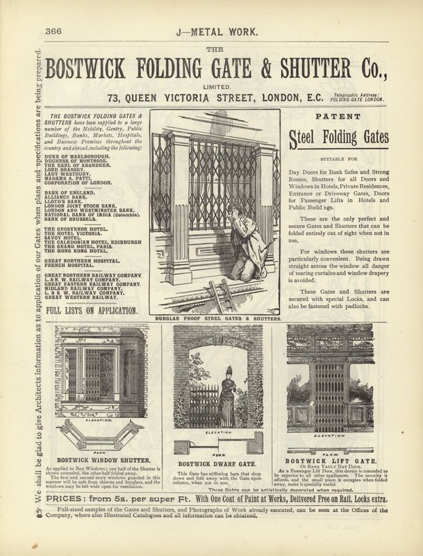 Stránka z Kompendia architektů, geodetů a inženýrů z roku 1892 od English School