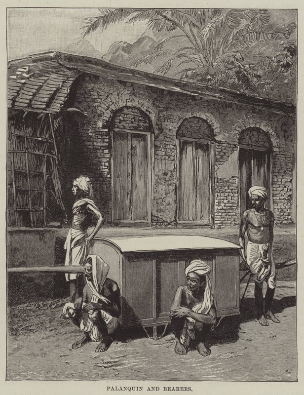 Palanquin a nositelé (rytina) od English School