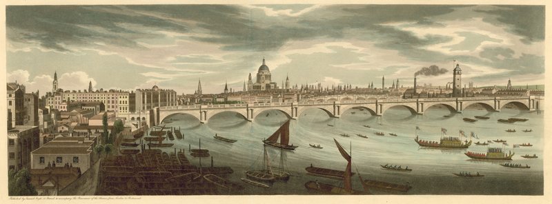 Panoramatický výhled na Londýn včetně London Bridge a St Pauls Cathedral od English School