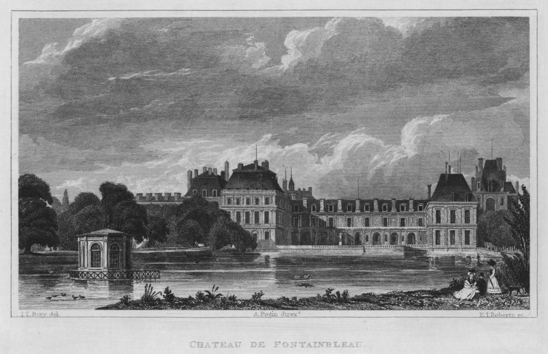 Paříž, Chateau De Fontainebleau (rytina) od English School