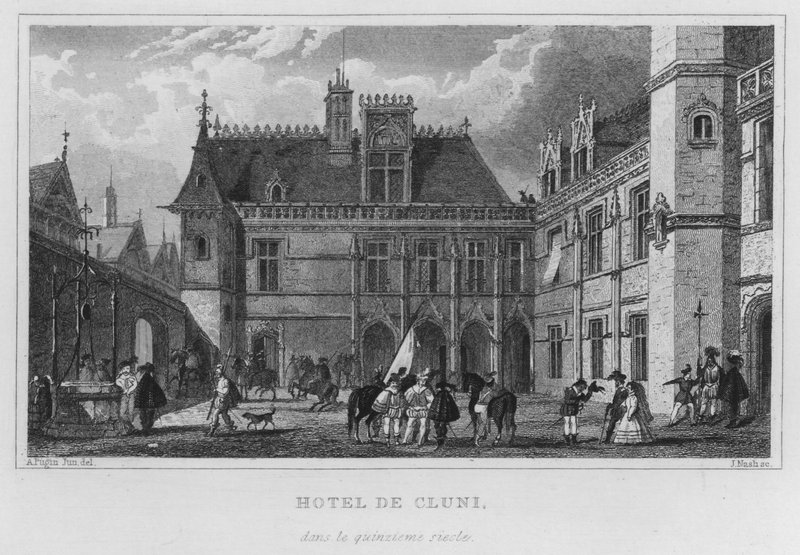 Paříž, Hotel De Cluny, v patnáctém století (rytina) od English School