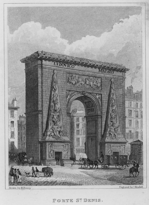 Paris, Porte St Denis (rytina) od English School