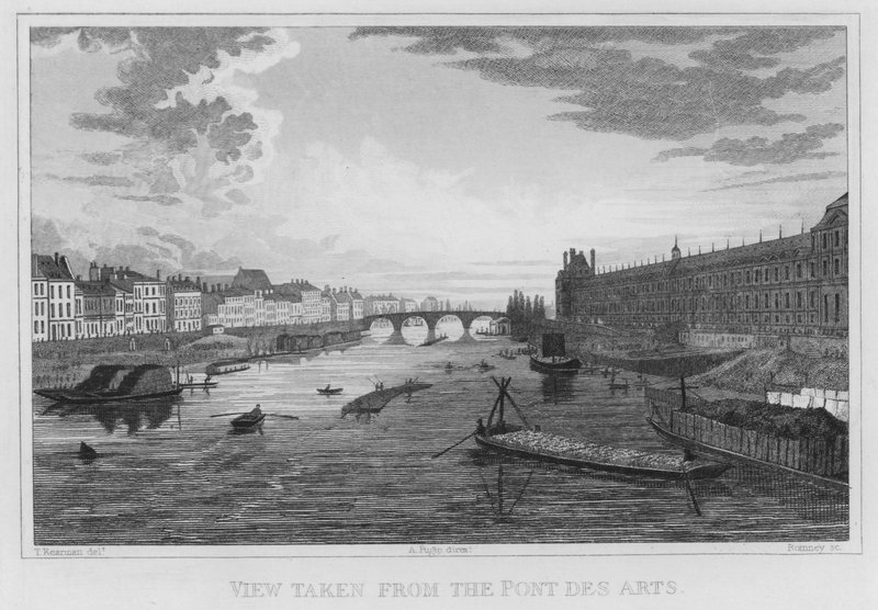 Paříž, pohled převzatý z Pont Des Arts (rytina) od English School