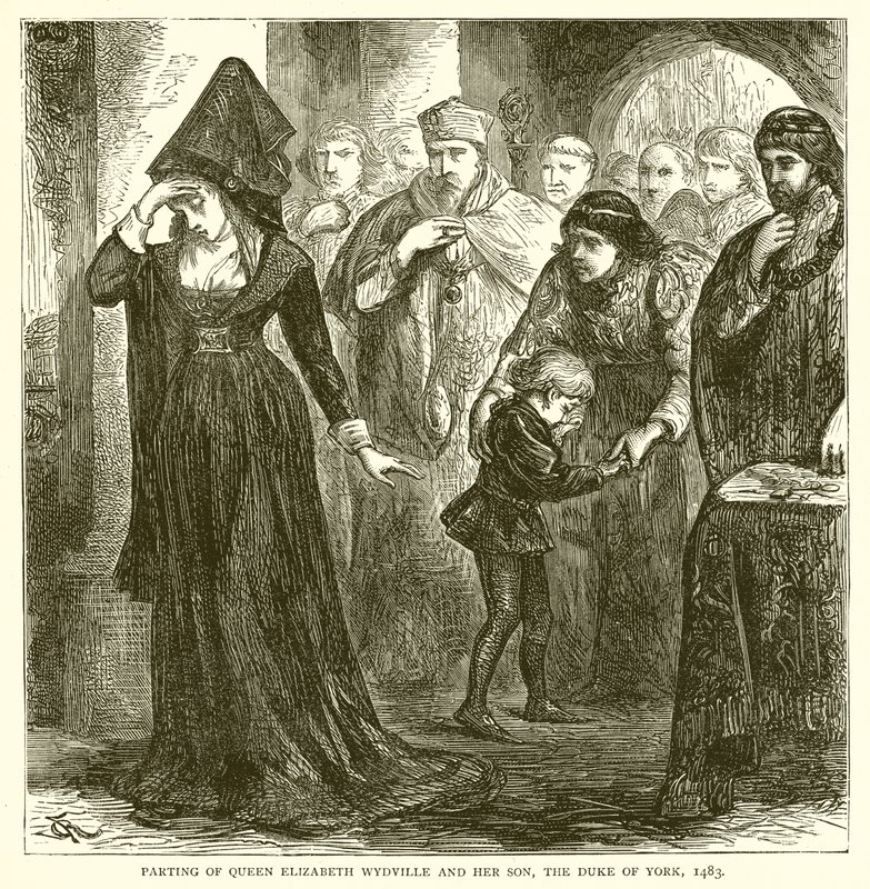 Rozloučení královny Alžběty Wydville a jejího syna, vévody z Yorku, 1483 od English School