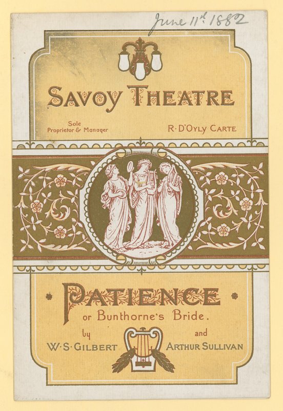 Trpělivost; nebo Bunthornes Bride od W. S. Gilberta a Arthura Sullivana od English School