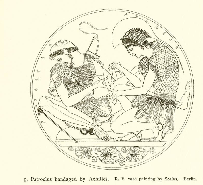 Patroklos obvázaný Achillem od English School