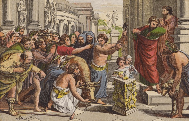 Paul a Barnabs v Lystra (Chromolith) od English School