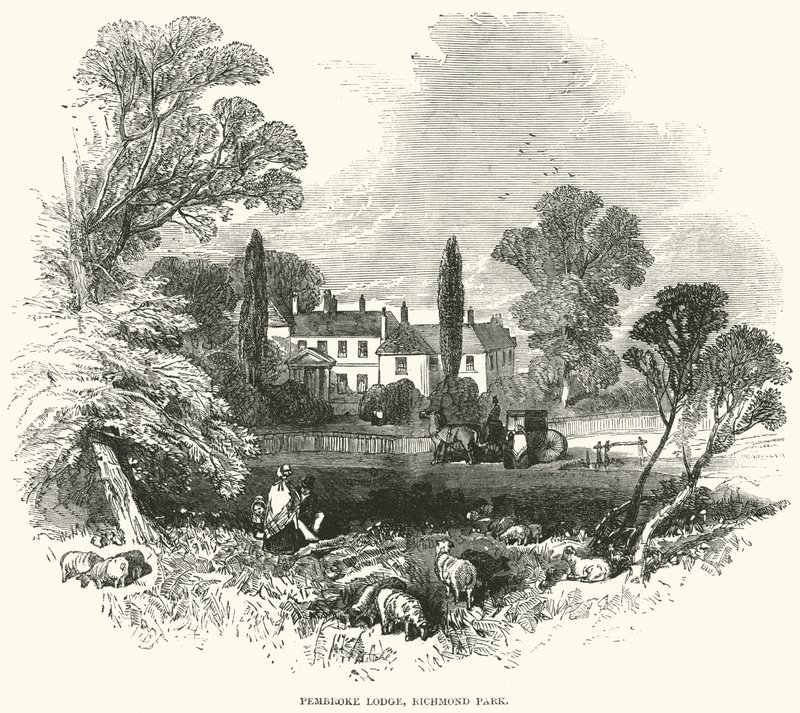 Pembroke Lodge, Richmond Park (rytina) od English School