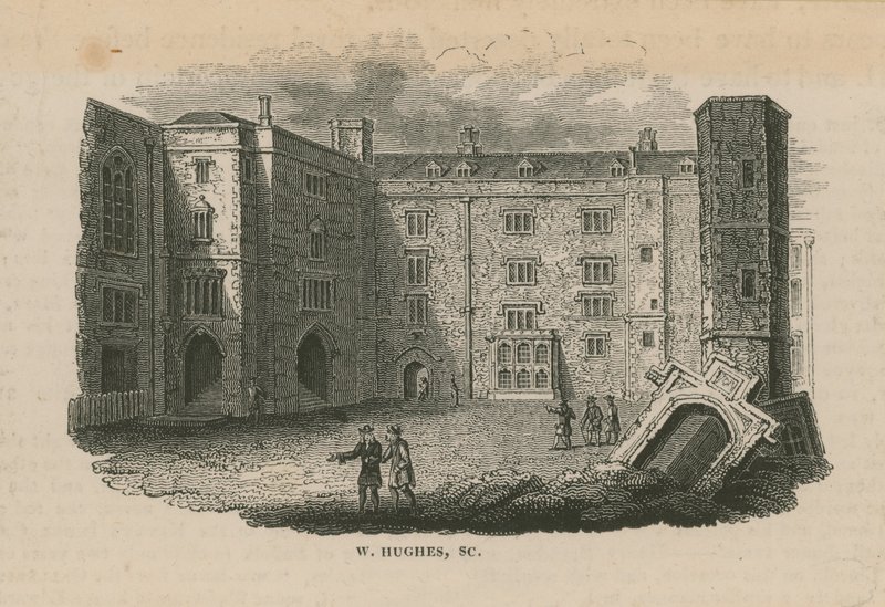 Lidé, kteří jdou v areálu paláce Bridewell od English School