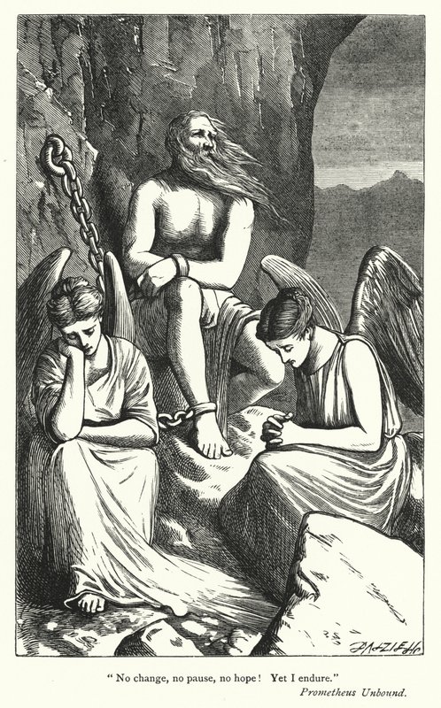 Percy Bysshe Shelley: Shelley Shelley: Ilustrace k filmu Prometheus Unbound (rytina) od English School