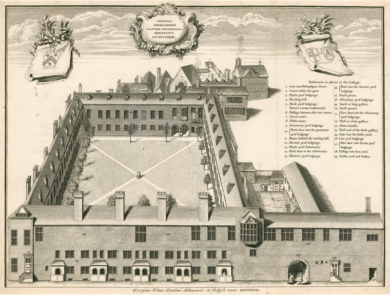 Perspektivní pohled na Gresham College, Londýn od English School