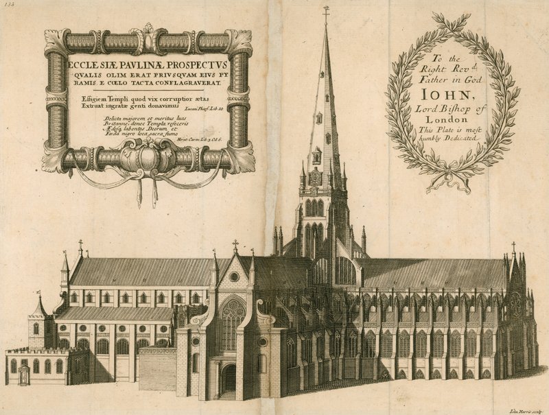 Perspektivní pohled na St Pauls Cathedral, Londýn od English School