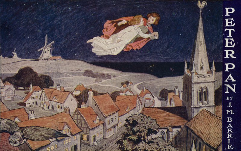 Peter Pan, J. M. Barrie (barevná litografie) od English School
