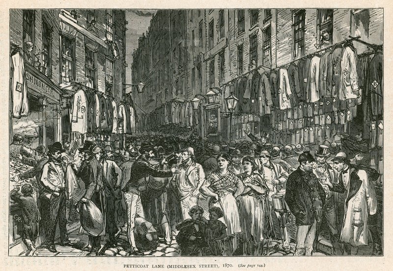 Petticoat Lane (Middlesex Street), Londýn, 1870 od English School