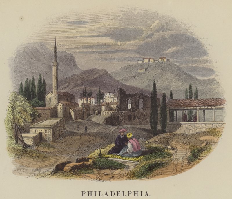 Philadelphia (barevná rytina) od English School