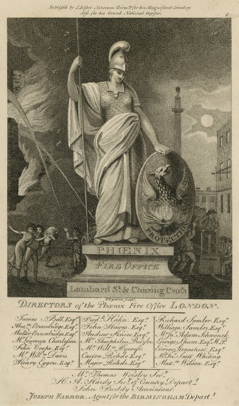 Phoenix Company; Fire Office, Lombard Street a Charing Cross, Londýn od English School