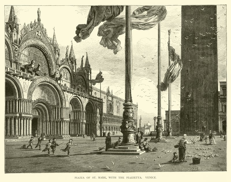Piazza of St Mark, s Piazzetta, Benátky od English School