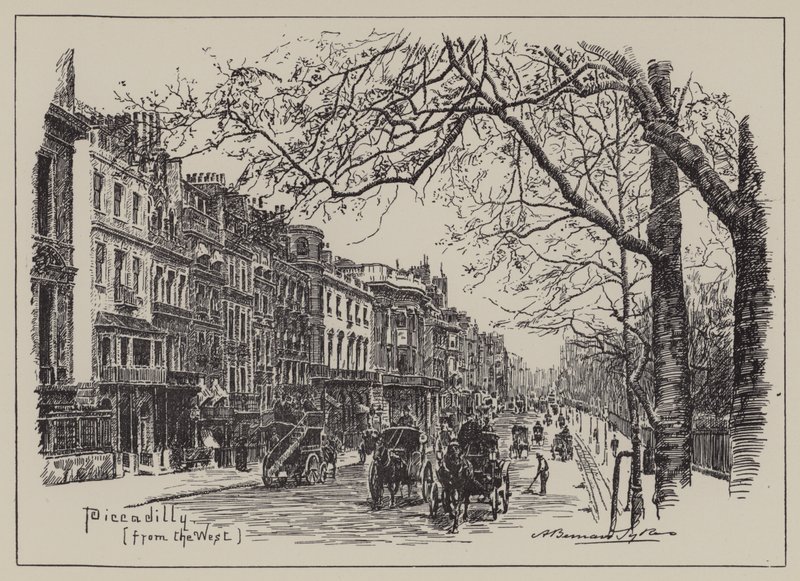 Piccadilly, ze západu (rytina) od English School