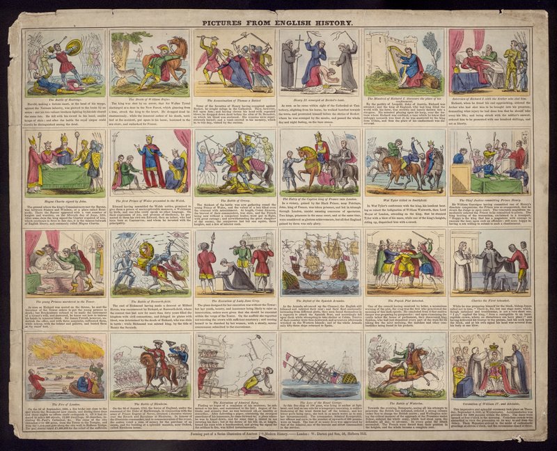 Obrázky z anglické historie (barevné rytí) od English School