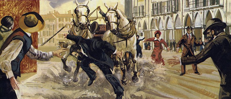 Pierre Curie uklouzl při přecházení silnice a spadl pod koně a vůz od English School