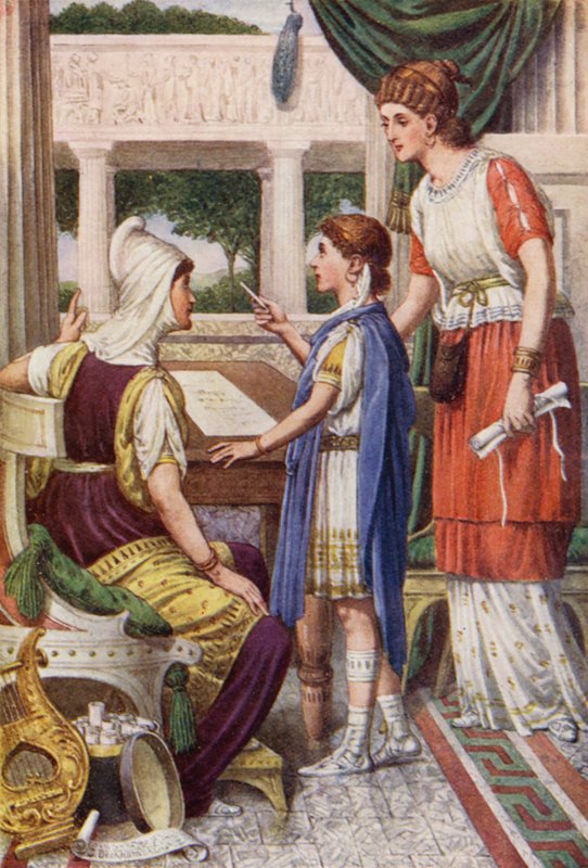 Pindar a jeho učitelé (barevná litografie) od English School