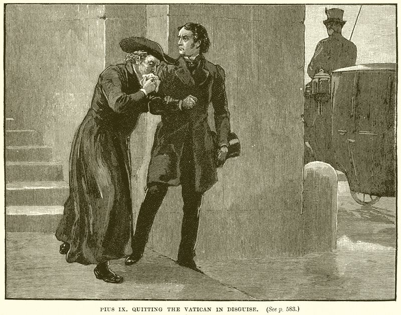 Pius IX opouští Vatikán v přestrojení od English School