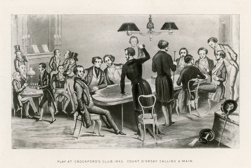 Hrajte v Crockfords Club, 1843. Hrabě DOrsay volá Main od English School