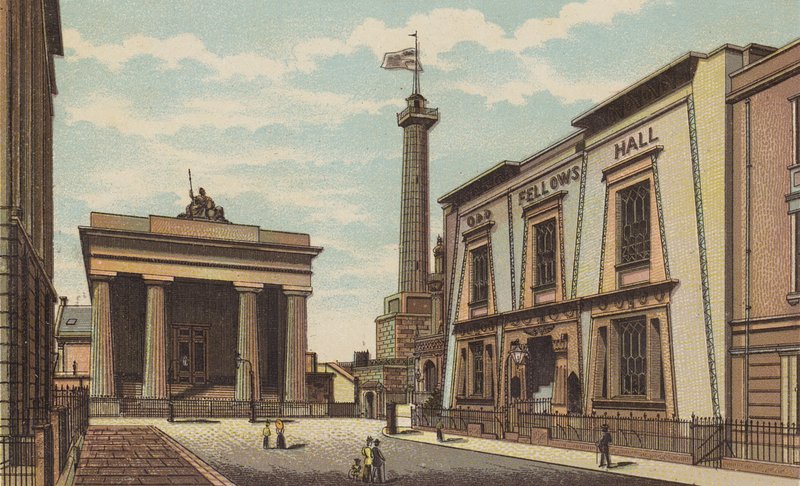 Plymouth: Guildhall, Devonport (barevné lito) od English School