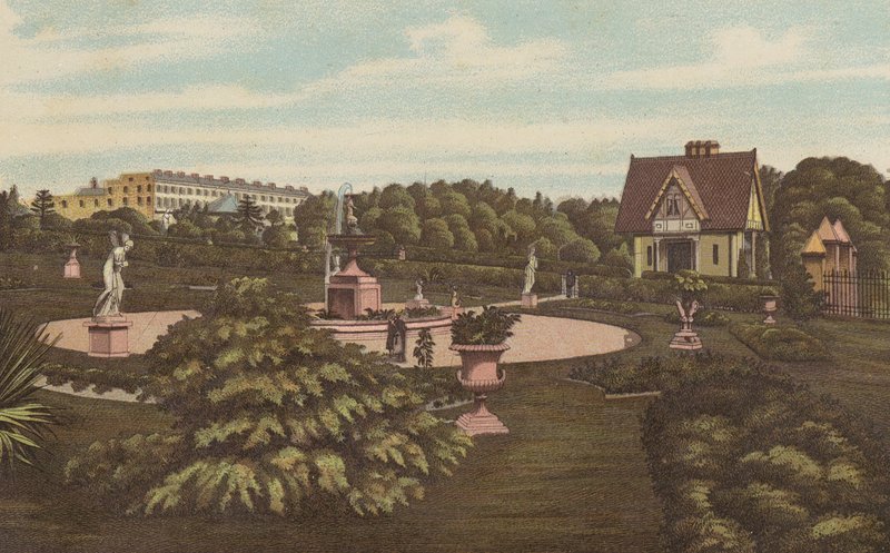 Plymouth: Swiss Lodge and Gardens, Devonport Park (barevné lito) od English School