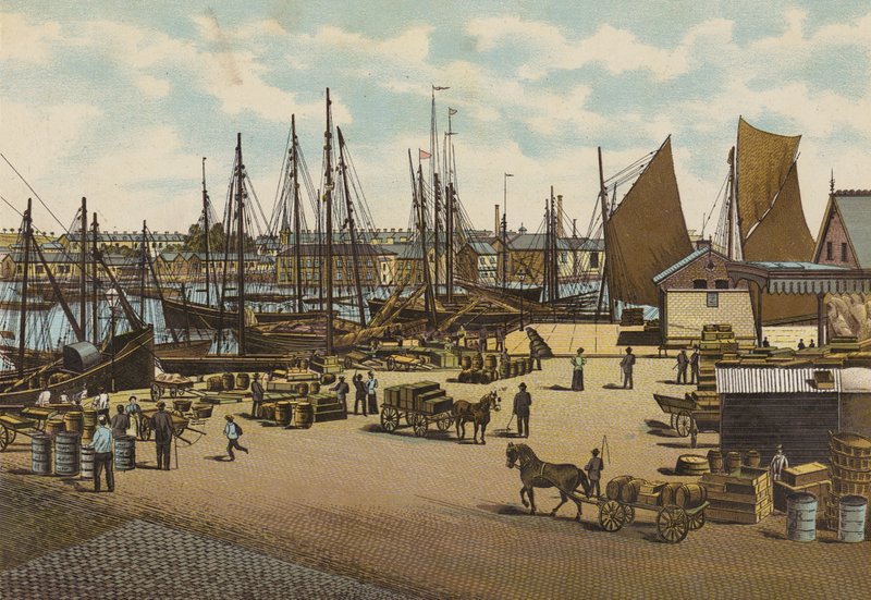 Plymouth: The Barbican, Plymouth (barva lito) od English School