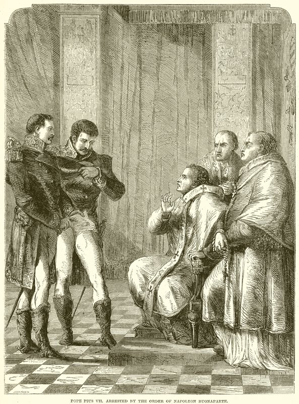 Papež Pius VII. zatčen na příkaz Napoleona Buonaparta od English School