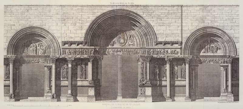 Portál kostela St Gilles, Department of Gard (rytina) od English School