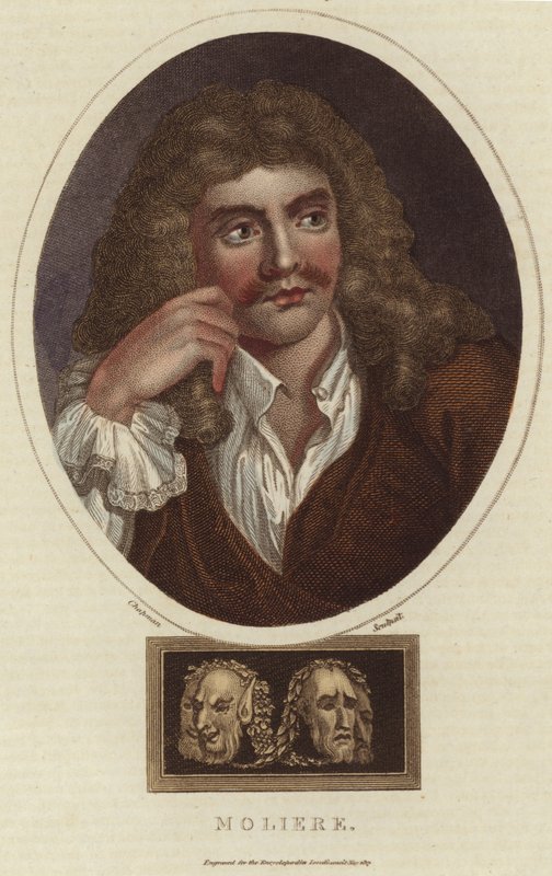 Portrét Moliere (barevná rytina) od English School